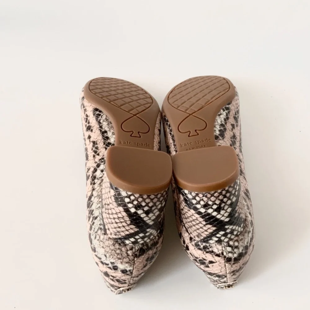 Kate Spade Beverly Snake‑Print Block Heel Pumps Slip‑On Round Toe Shoe Heels 9